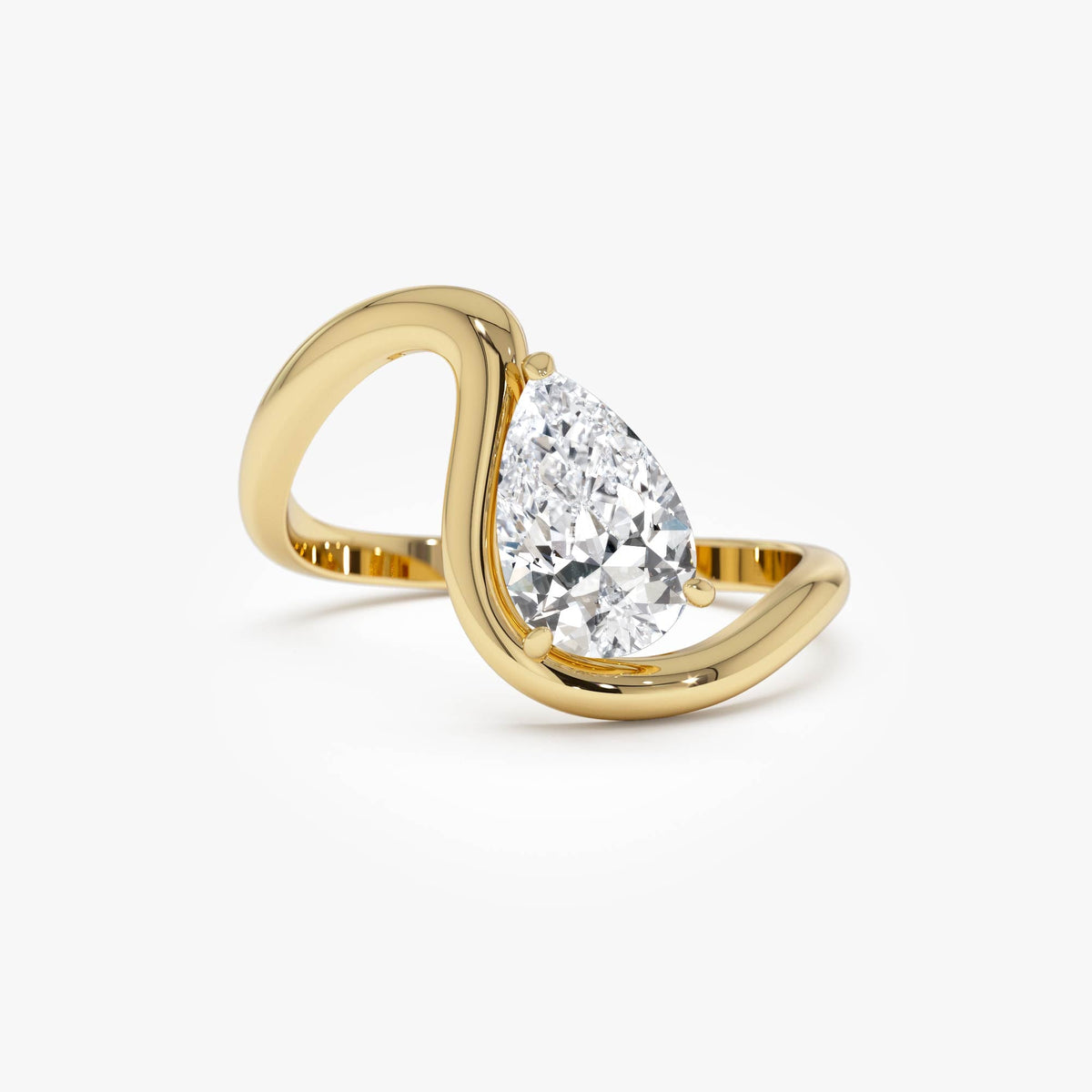 OBFJ0299 - 1 CTW Pear Shape Lab Grown Diamond Ring - Bona ring in selectable metal and diamond options - Roselle Jewelry view 1