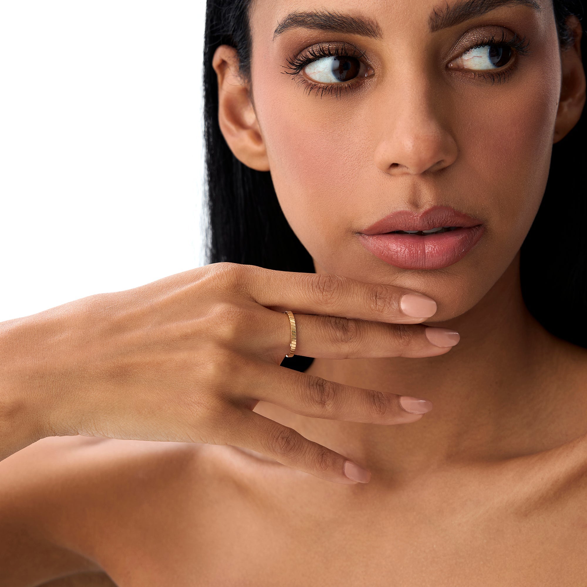 OBFJ0860 - 14k Diagonal Fluted Band Ring 3