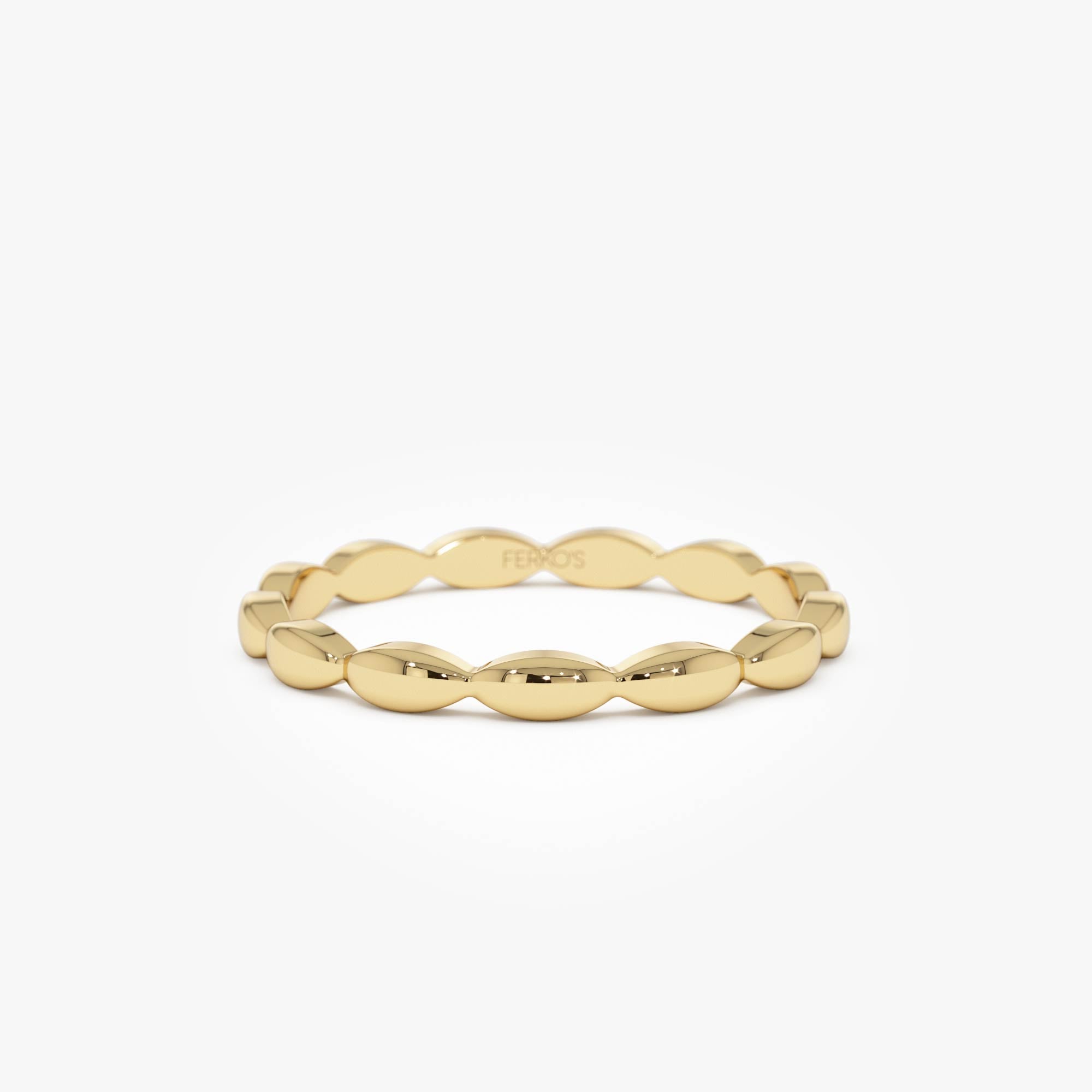 OBFJ0732 - 14k Plain Gold Minimalist Marquise Shape Ring 1