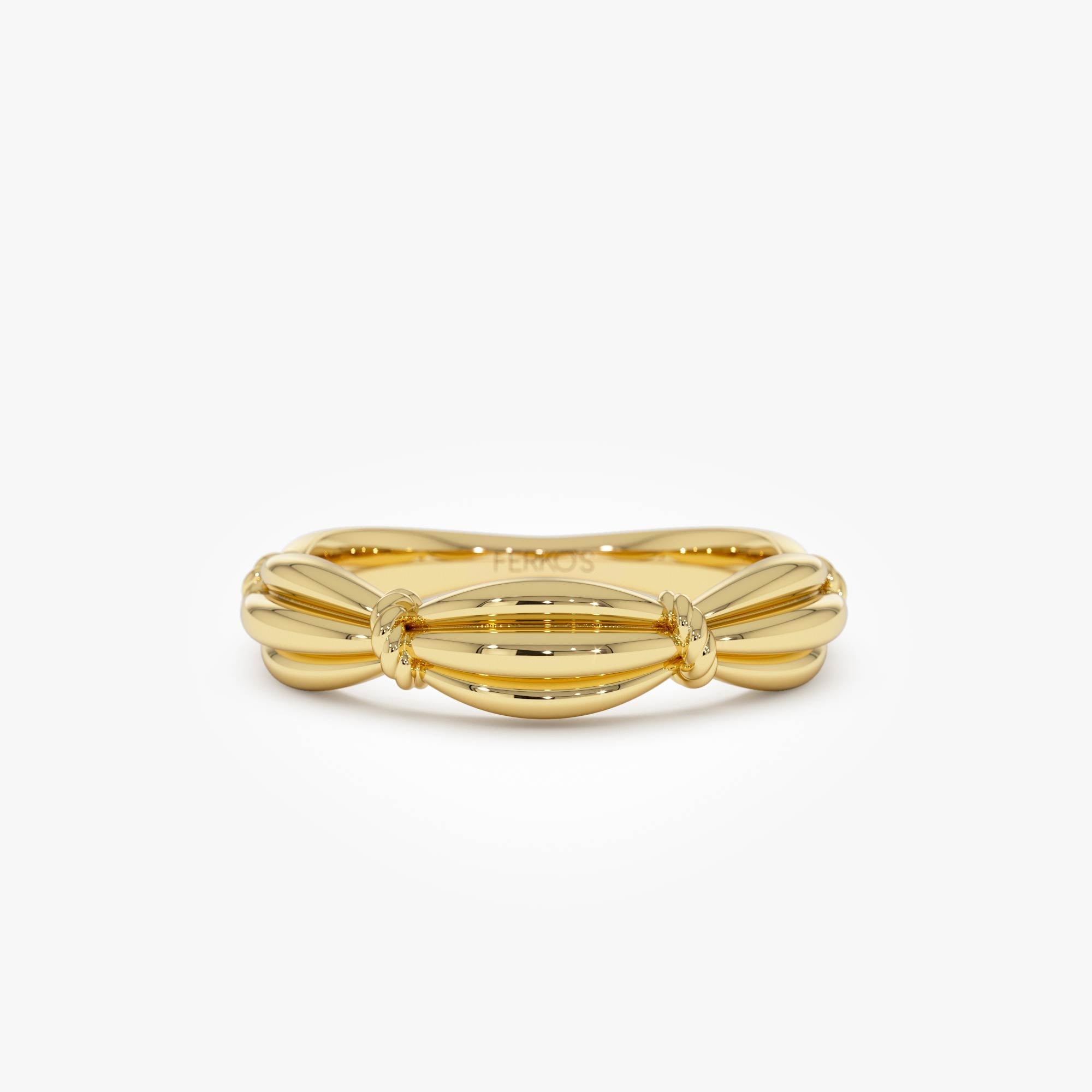 OBFJ0720 - 14k Gold Textured Knot Ring 1