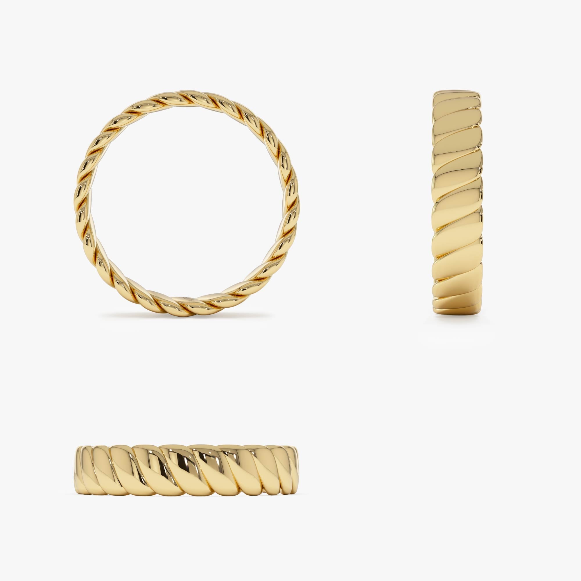 OBFJ0533 - 14K Gold Twisted Bold Band Ring 11