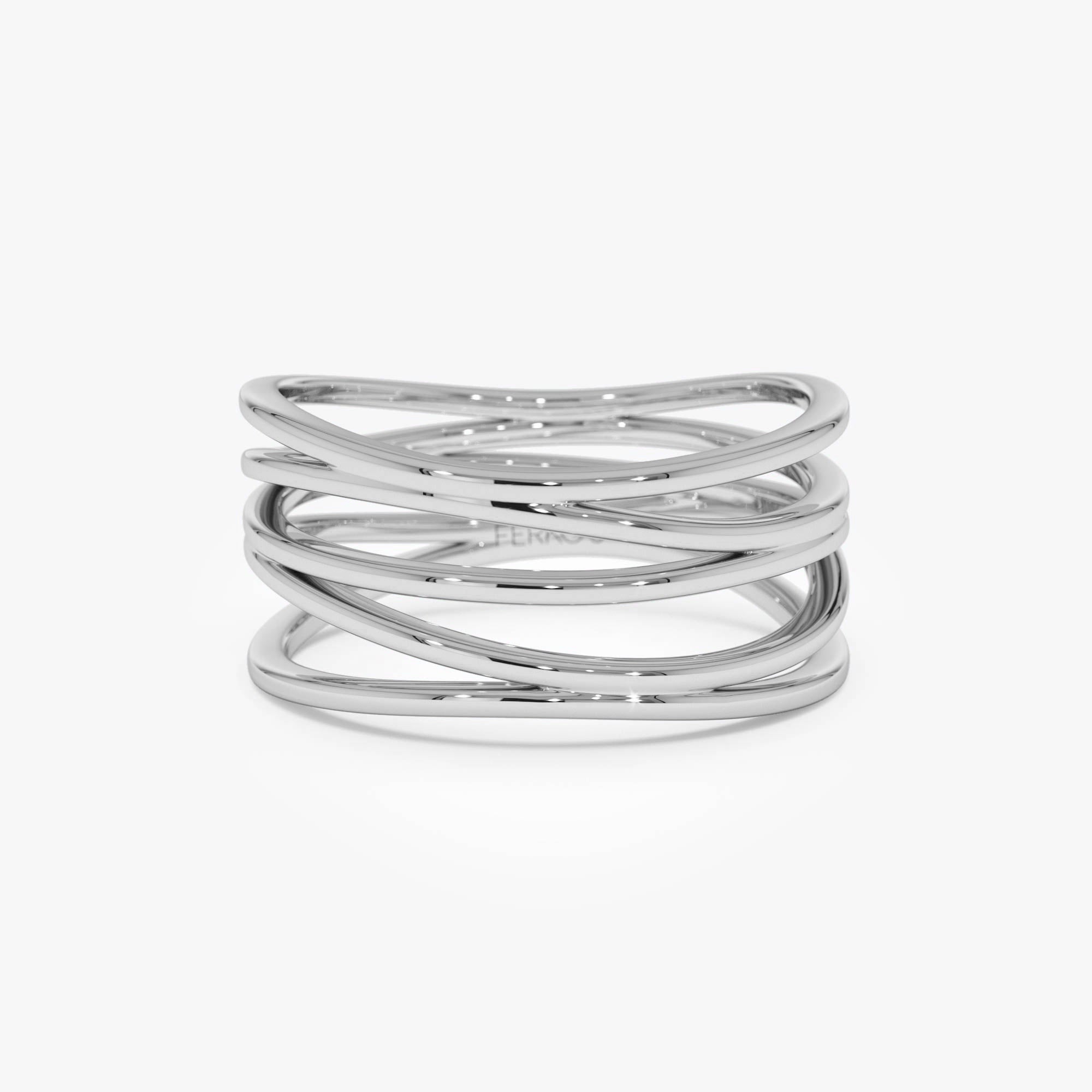 OBFJ0527 - 14k Multi-Intertwine Band Crossover Statement Ring 10