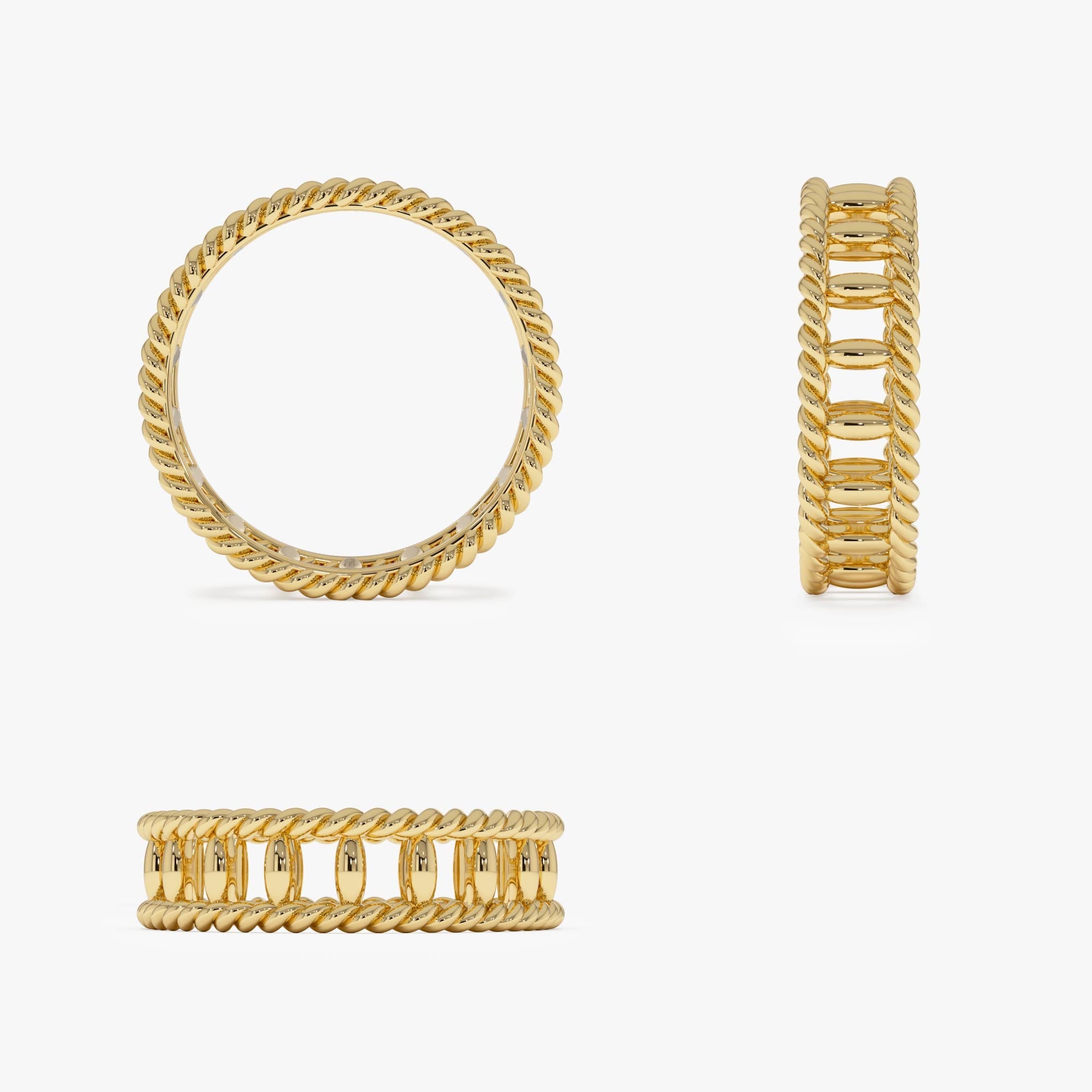 OBFJ0526 - 14k Double Rope Link Band Ring 12