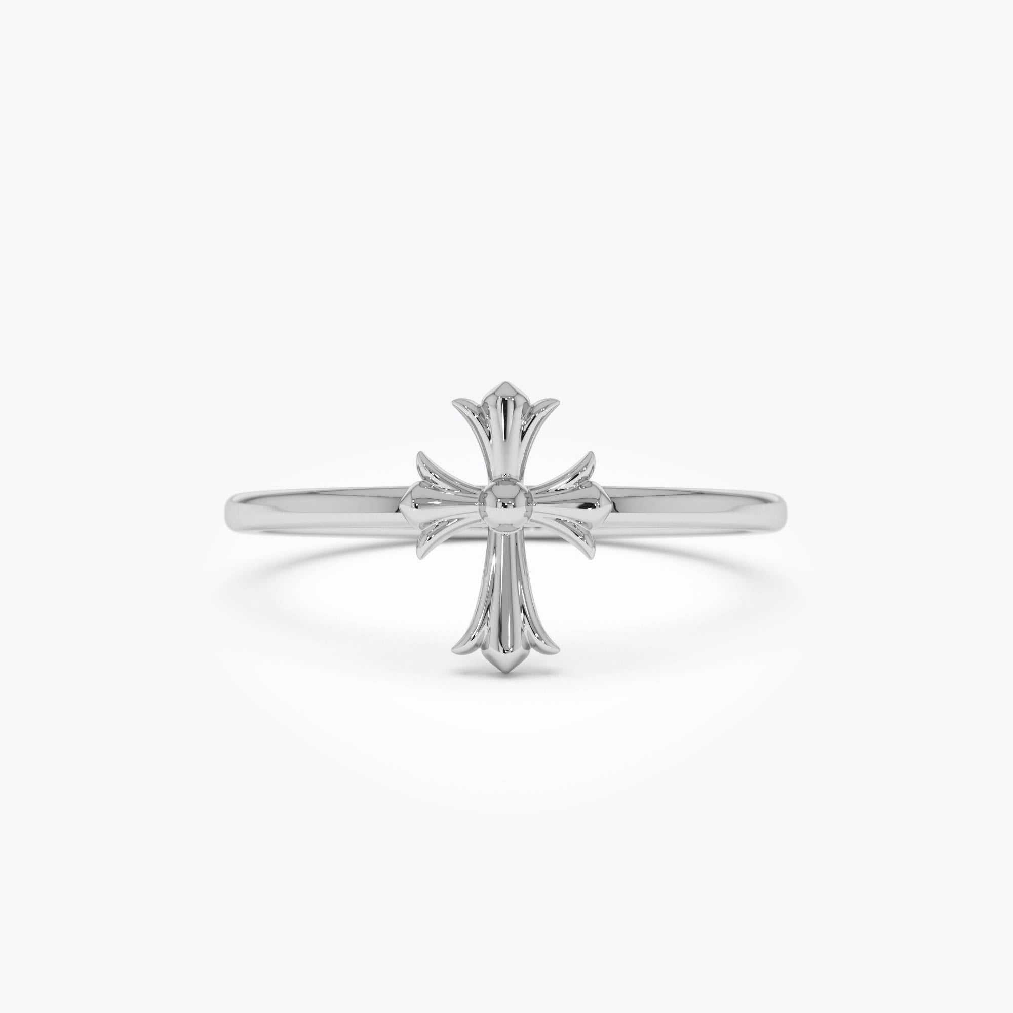 OBFJ0519 - 14K Cathedral Cross Band Ring 8