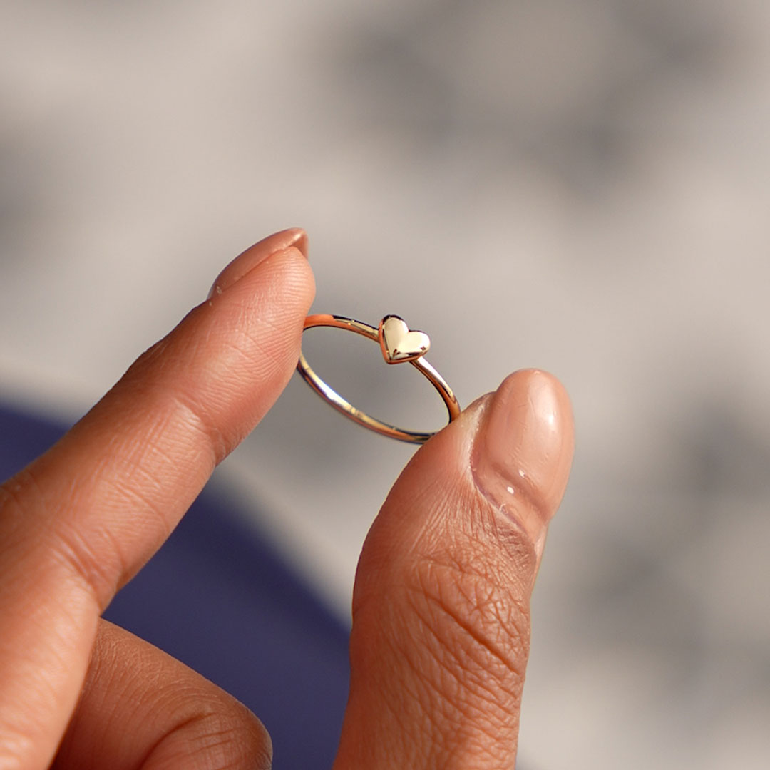 OBFJ0522 - 14k Bubble Heart Ring 2