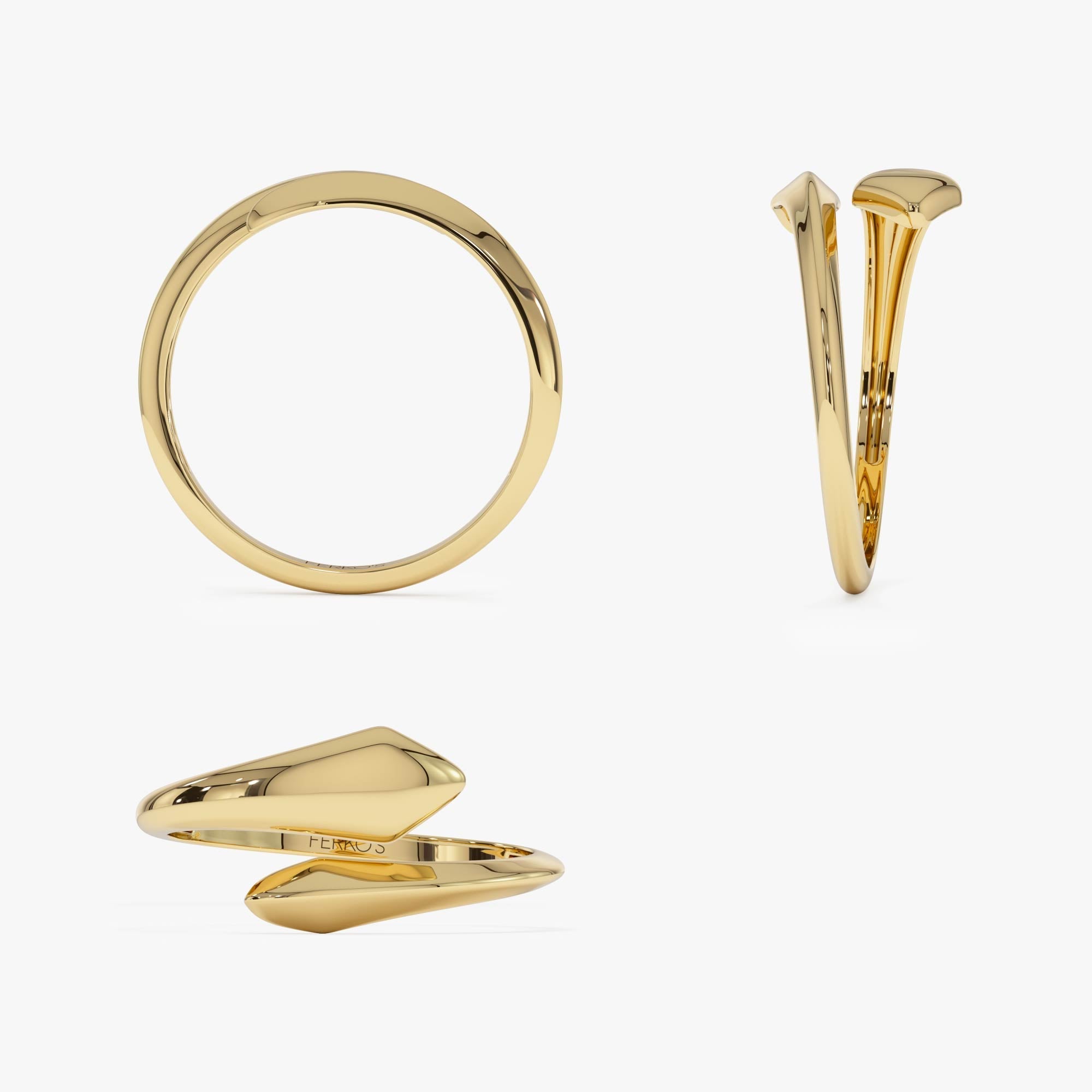 OBFJ0515 - 14K Gold Tapered Bypass Ring 8