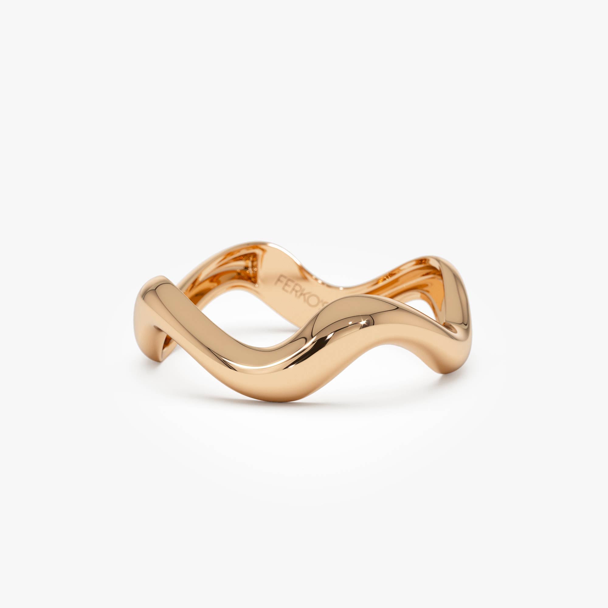 OBFJ0513 - 14K Gold Sculptural Wave Band 7