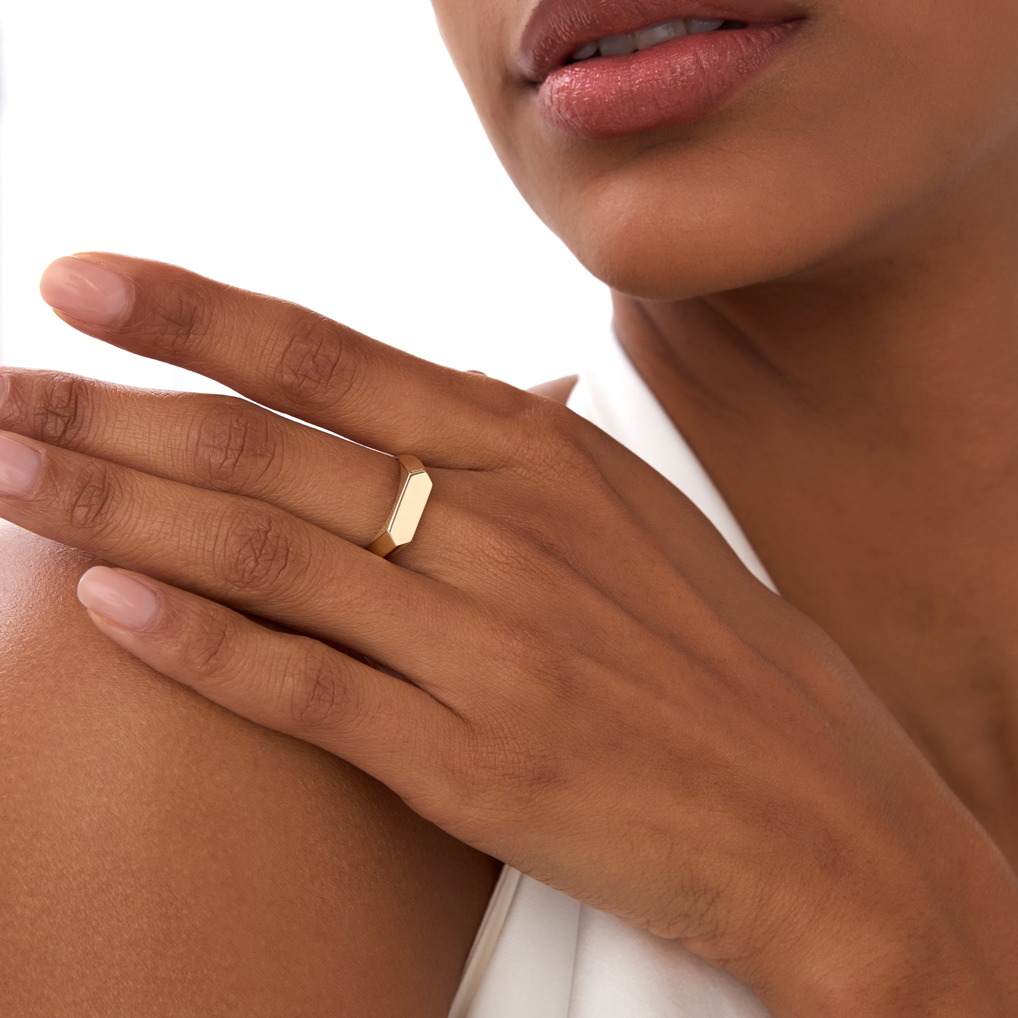 OBFJ0430 - Geometric Band ring in selectable metal and diamond options - Roselle Jewelry view 6
