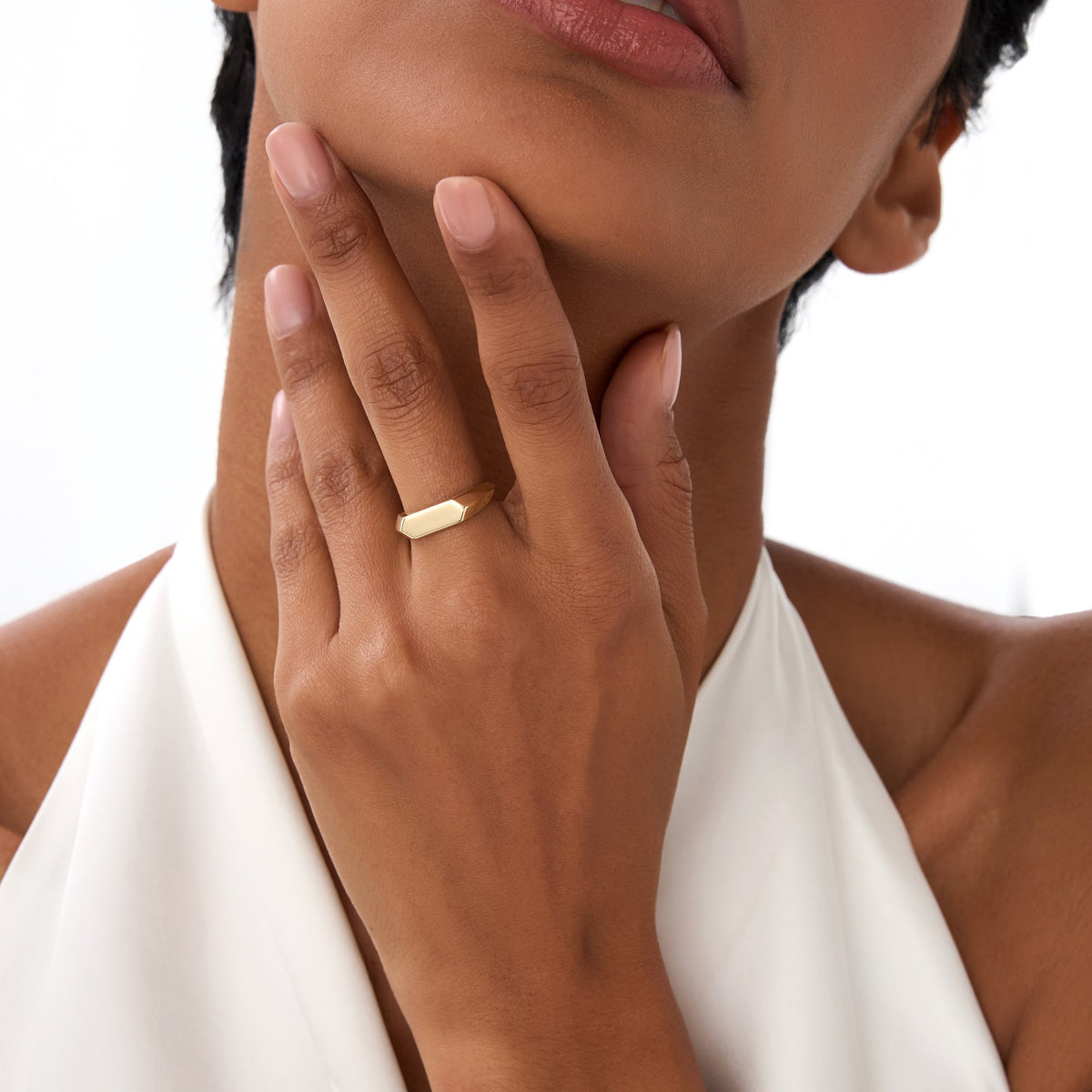 OBFJ0430 - Geometric Band ring in selectable metal and diamond options - Roselle Jewelry view 3