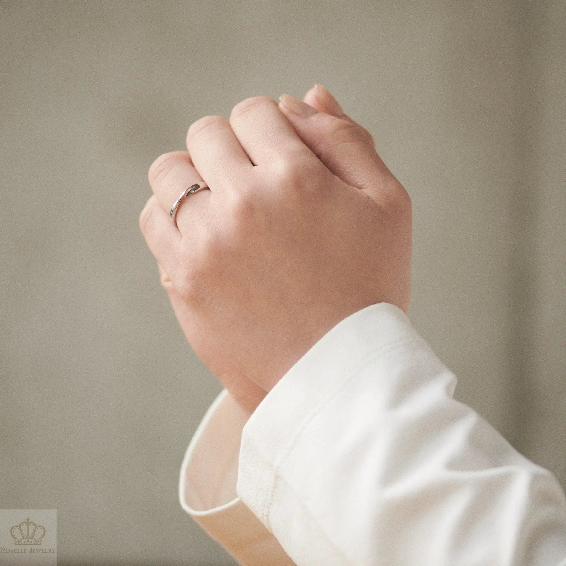 Japanese Style Unique Couple Diamond Wedding Ring Set - WM14 - Roselle Jewelry