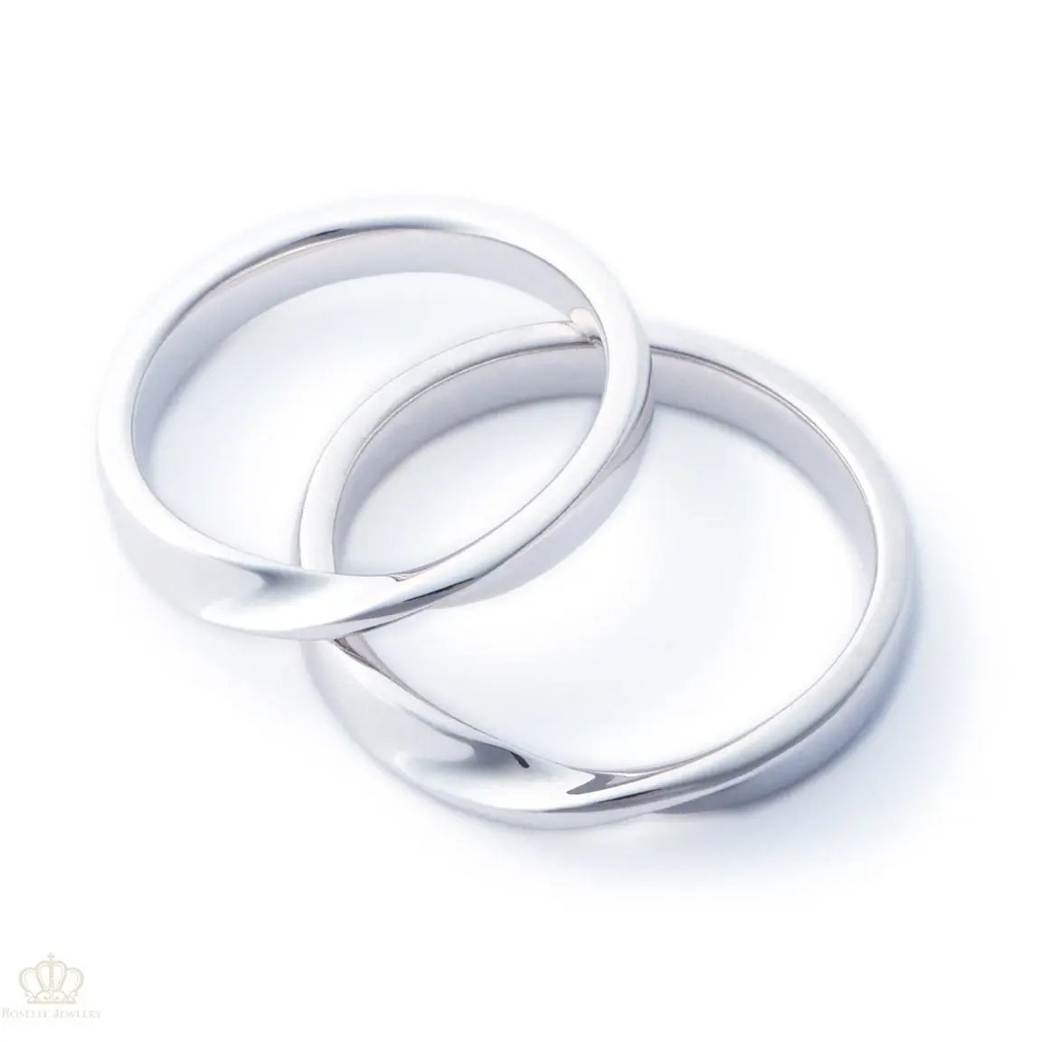 Japanese Style Unique Couple Diamond Wedding Ring Set - WM14 - Roselle Jewelry