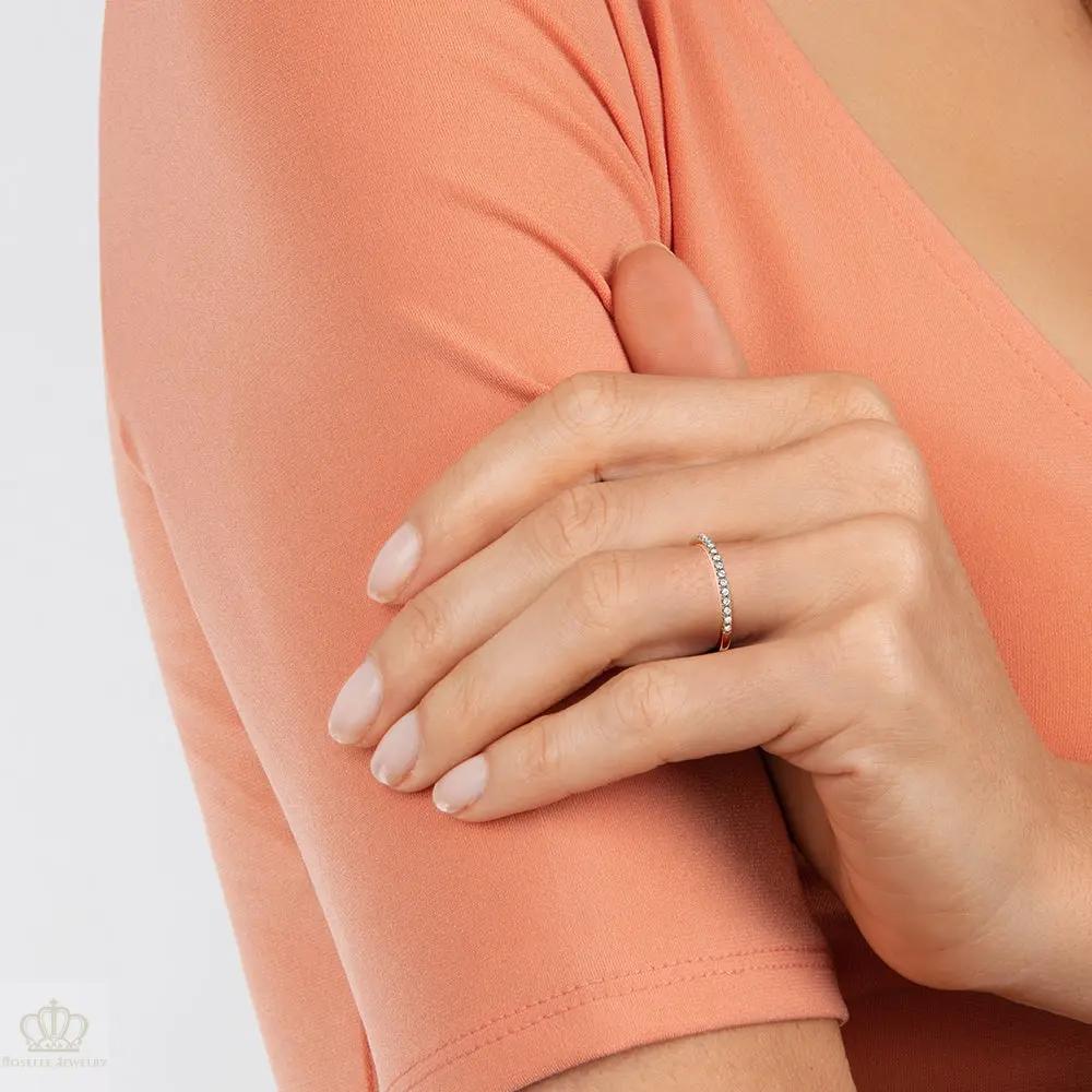 0.10ctw Petite Ballad Pave Half Eternity Diamond Wedding Band Ring - LR22 - Roselle Jewelry