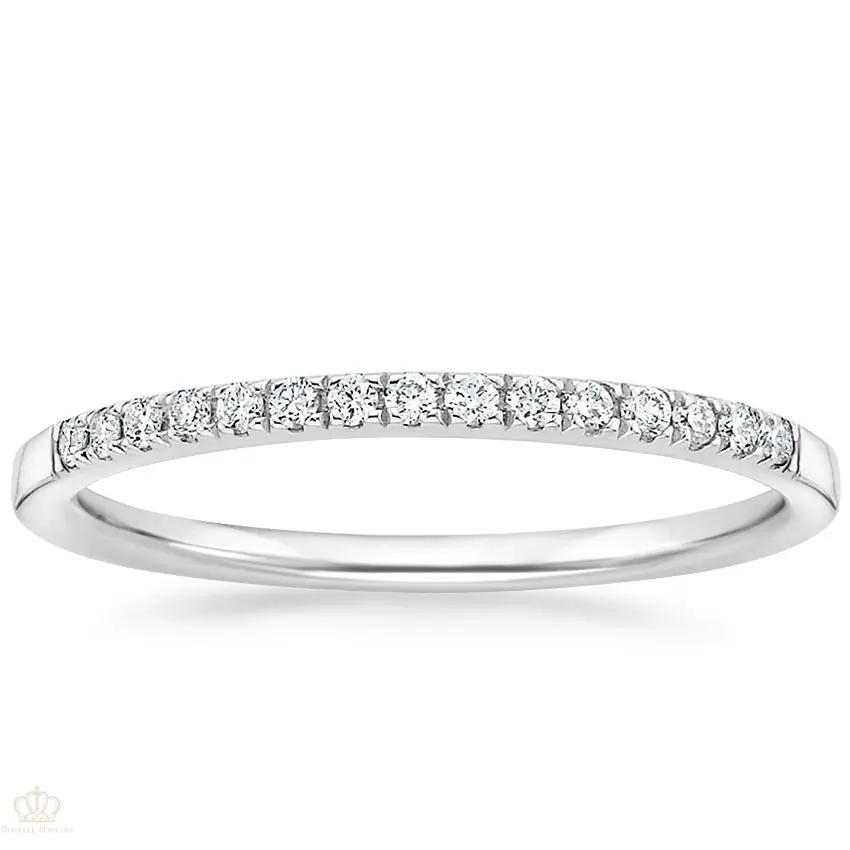 0.10ctw Petite Ballad Pave Half Eternity Diamond Wedding Band Ring - LR22 - Roselle Jewelry