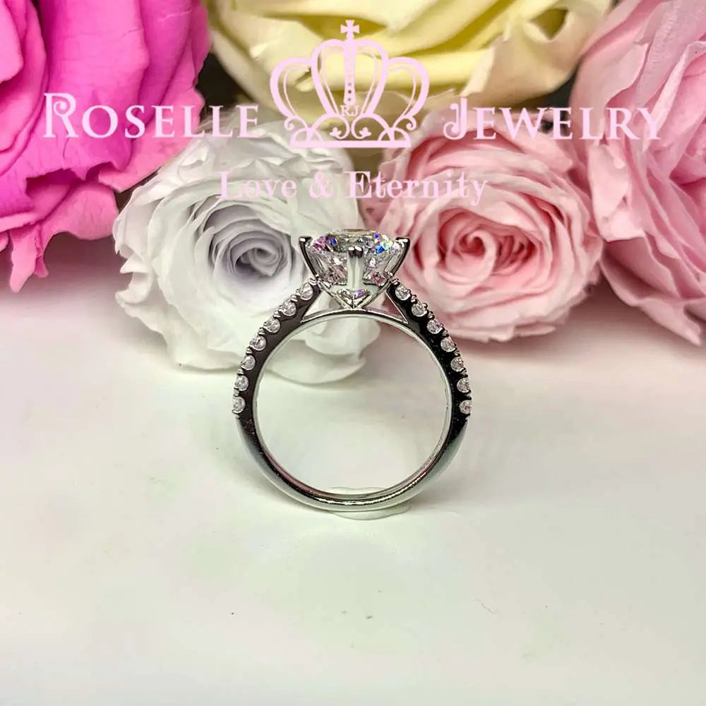 Four Prong Side Stone Engagement Ring - T23 - Roselle Jewelry