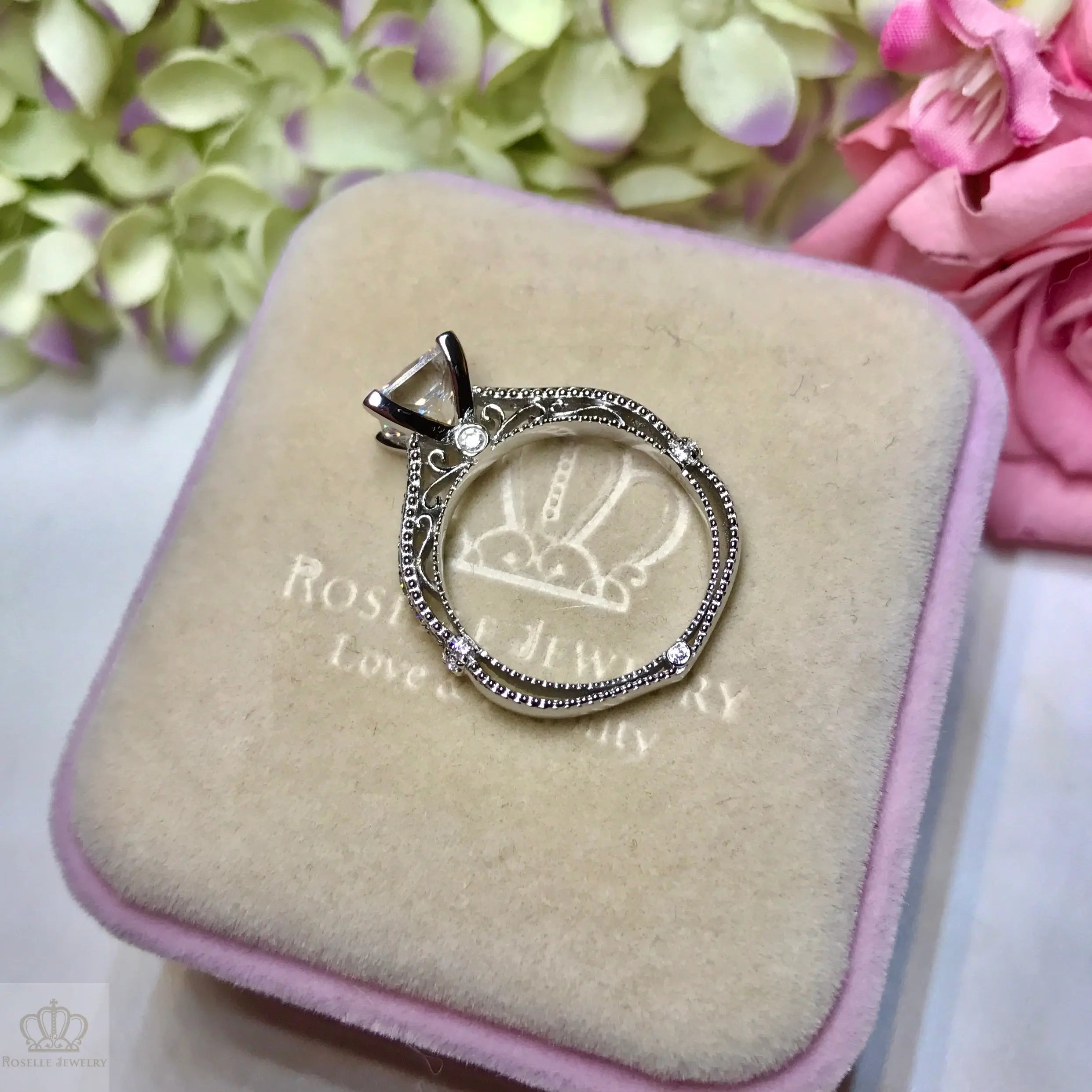 Princess Cut Vintage Engagement Ring - V15 - Roselle Jewelry