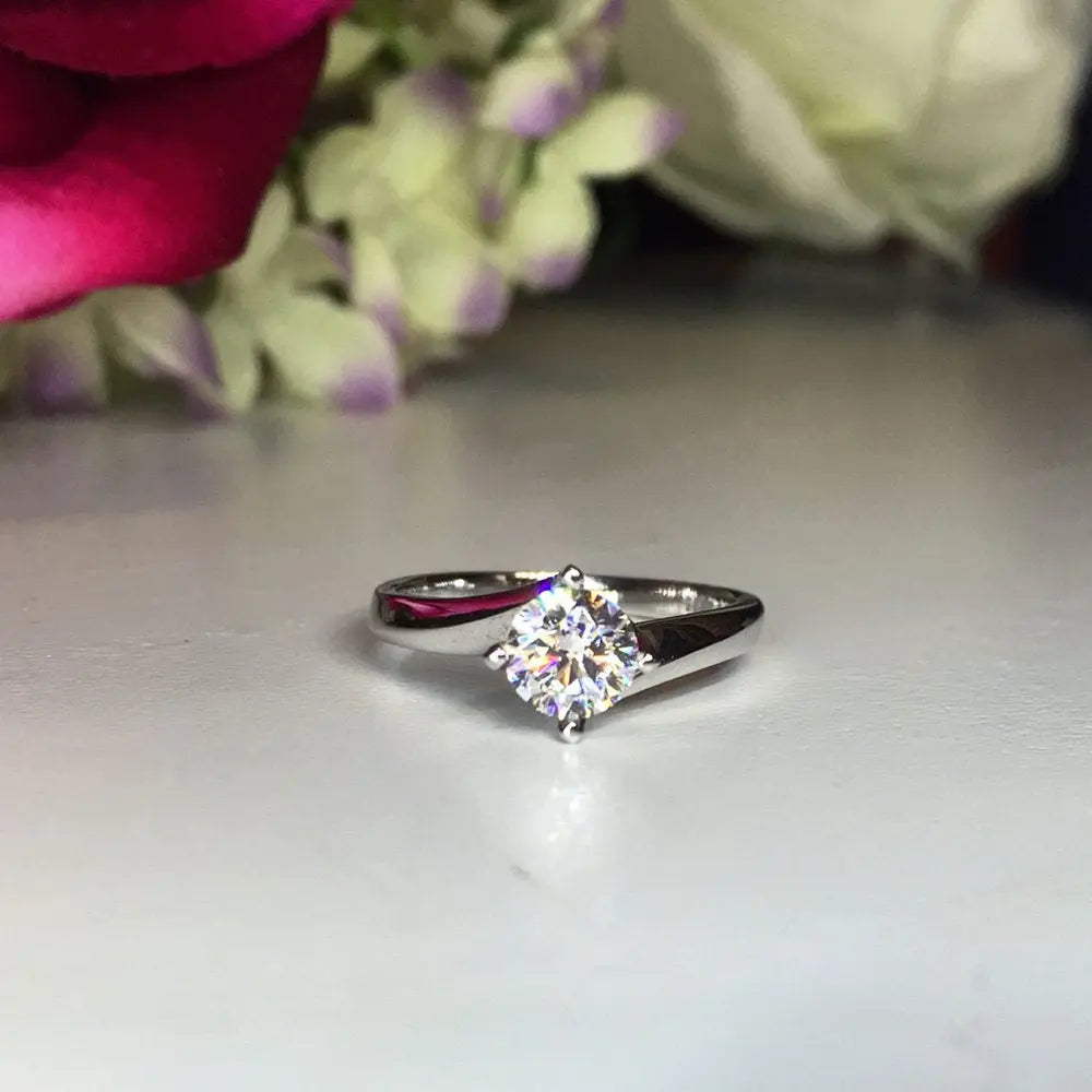 Four Prong Twist Solitaire Engagement Ring - NT4 - Roselle Jewelry