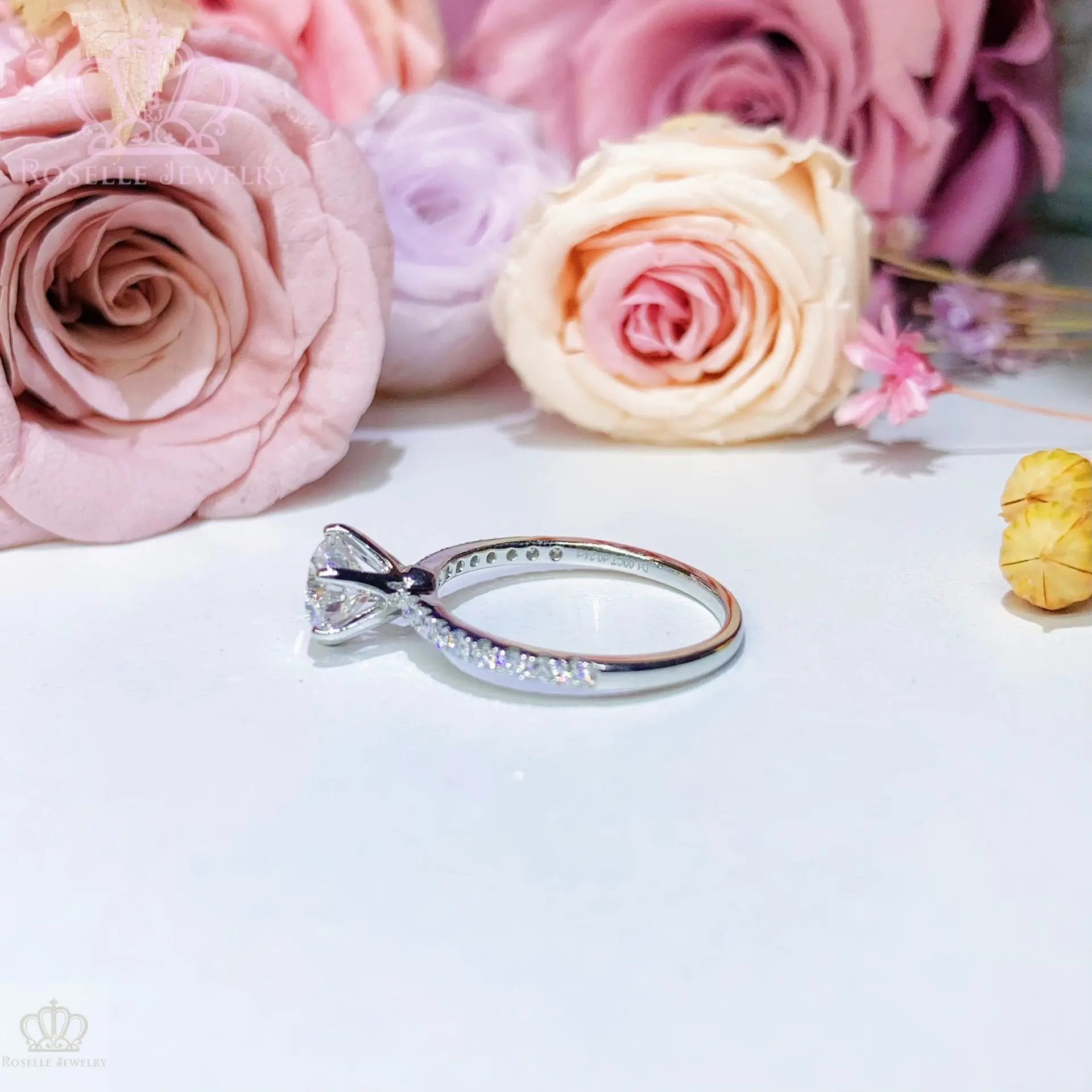 1.00CT Six Prong Lab Grown With Side Stone Diamond Ring - KT31 - Roselle Jewelry