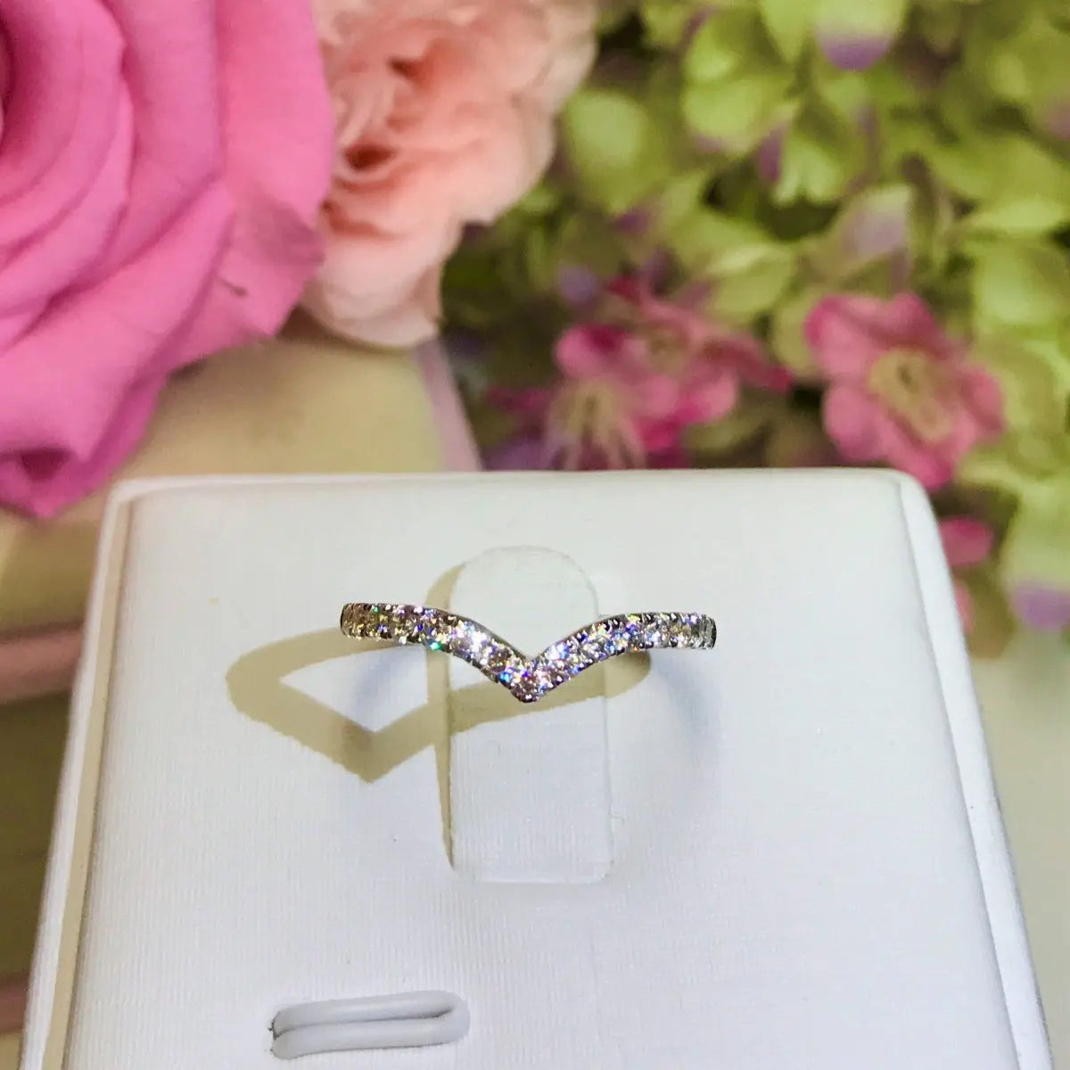 V Shape Half Eternity Ring - T7B - Roselle Jewelry