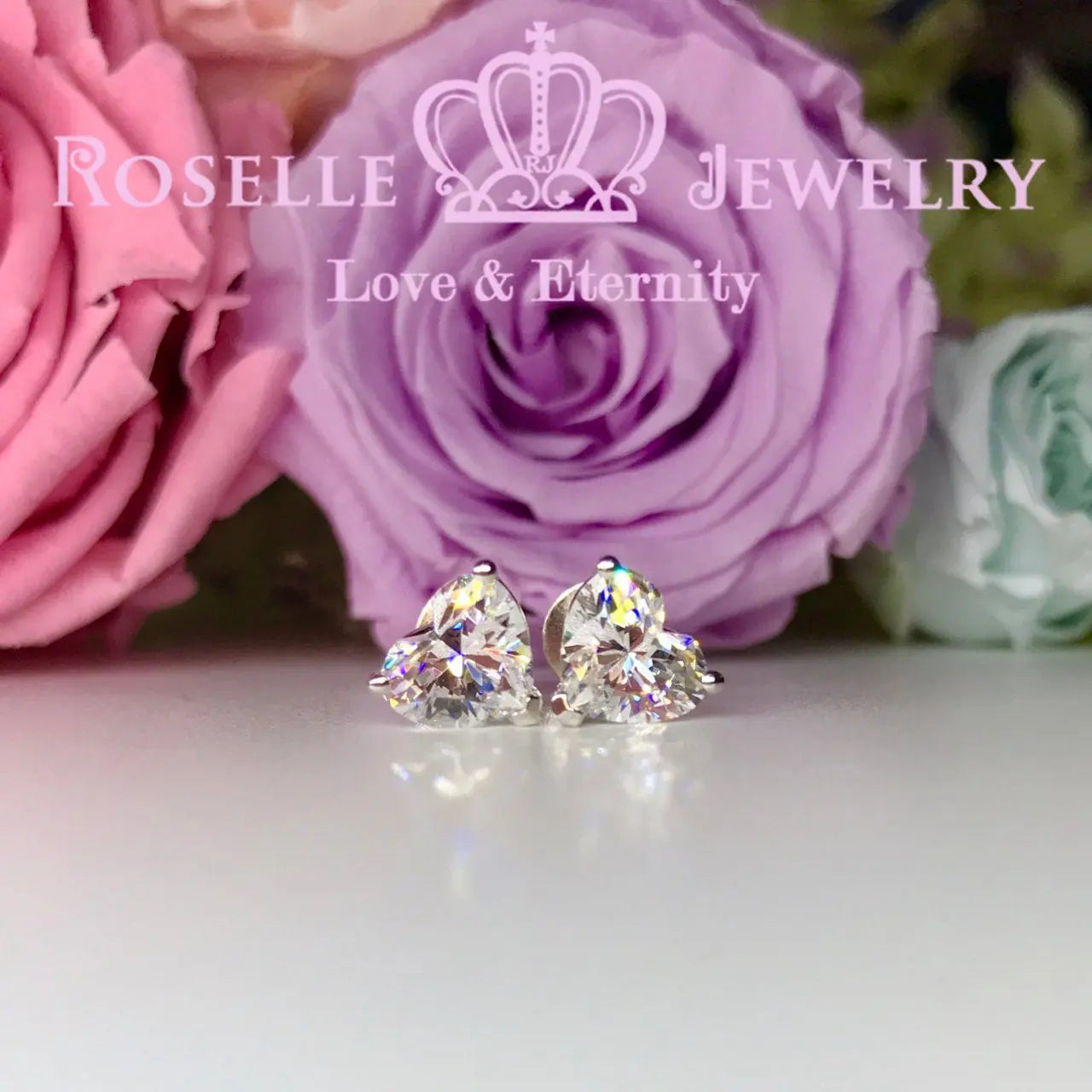 Happy Heart Shape Stud Earrings - EH2 - Roselle Jewelry