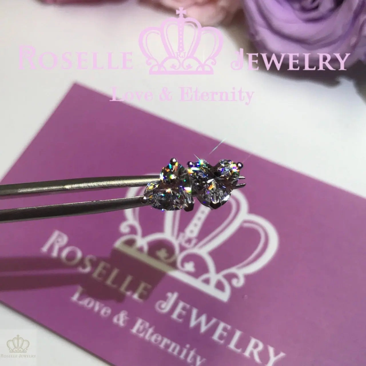 Happy Heart Shape Stud Earrings - EH2 - Roselle Jewelry