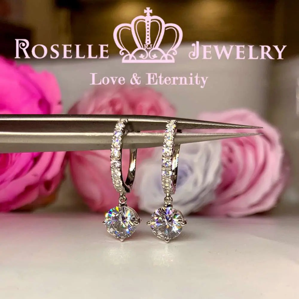 1.00CT Brilliant Cut Drop Earrings - DE15 - Roselle Jewelry