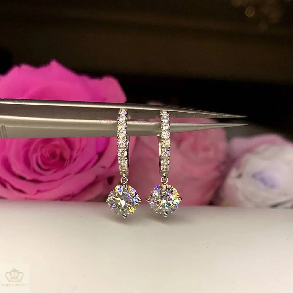 1.00CT Brilliant Cut Drop Earrings - DE15 - Roselle Jewelry