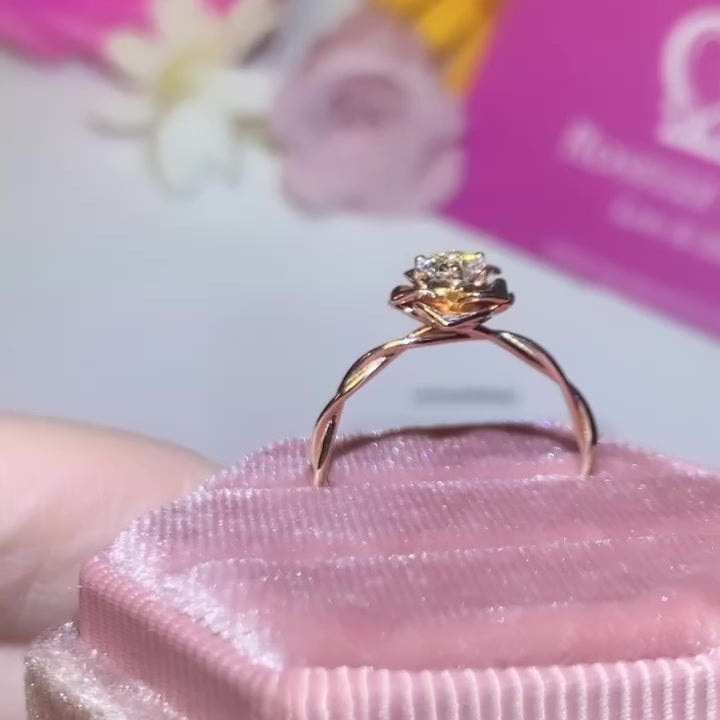 0.34CT Floral Rose Solitaire Engagement Ring - LGR012 LG607372803