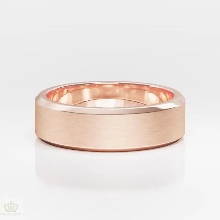 6.5mm Men's Beveled Edge Matte Wedding Ring - NM31 - Roselle Jewelry