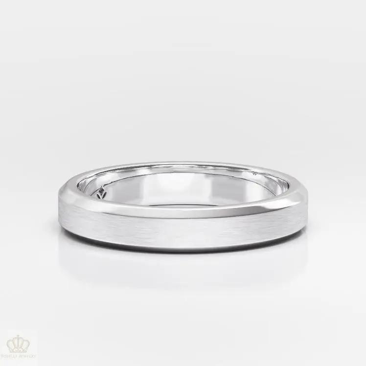 4mm Men's Beveled Edge Matte Wedding Ring - NM29 - Roselle Jewelry