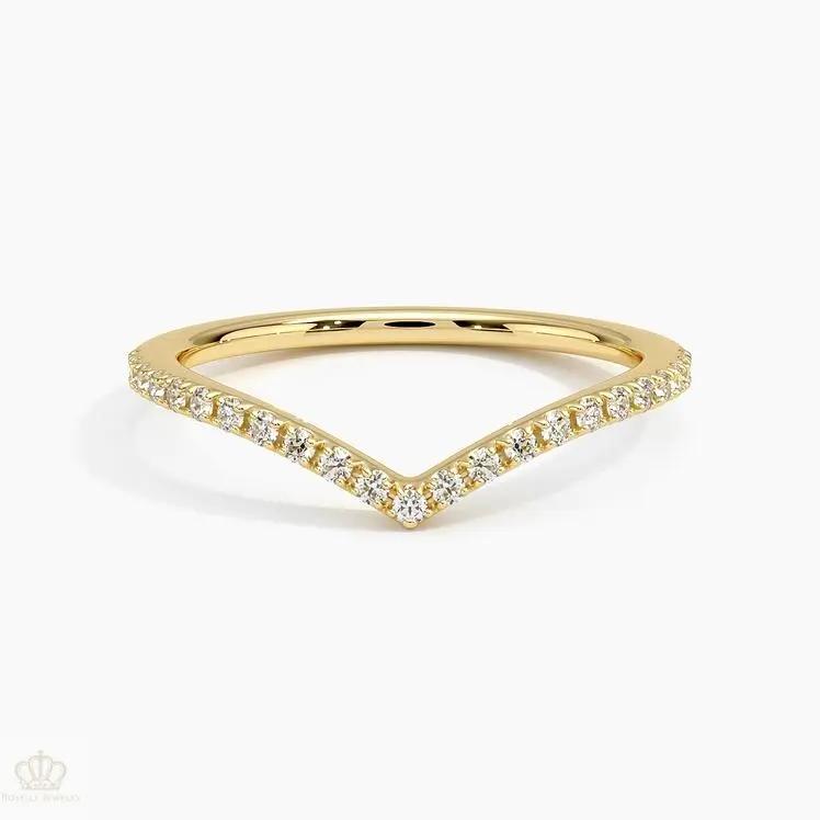 0.17CTW Flair V Shape Wedding Band Ring - LR28 - Roselle Jewelry
