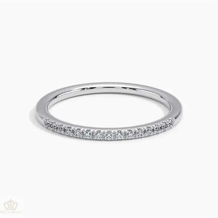 0.10ctw Petite Ballad Pave Half Eternity Diamond Wedding Band Ring - LR22 - Roselle Jewelry