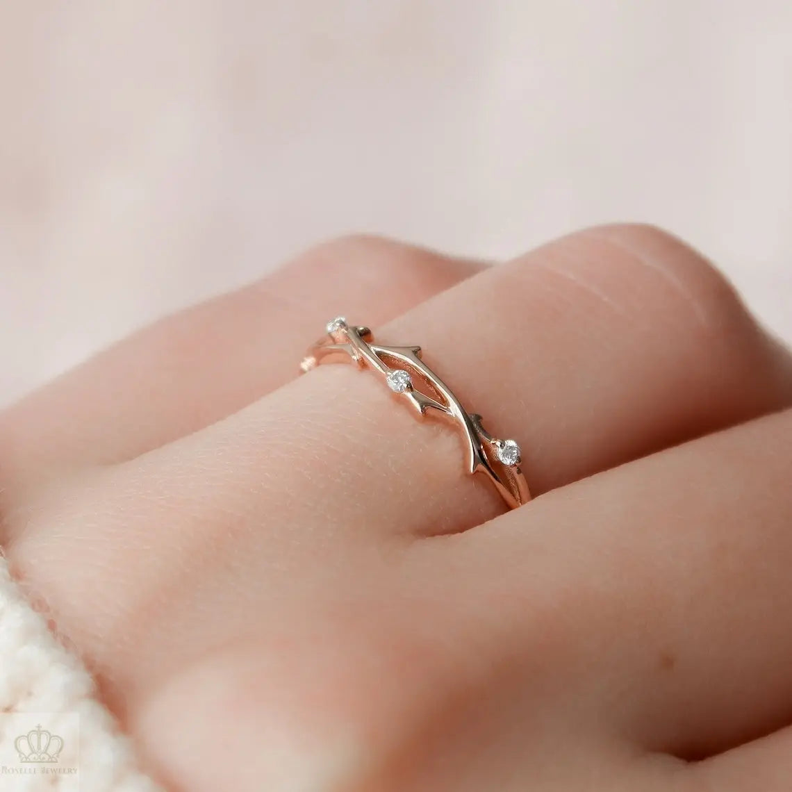 Twig Braided Diamond Fashion Ring - LR18 - Roselle Jewelry