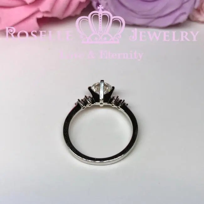 Round Brilliant Cut Side stone Engagement Ring - T20 - Roselle Jewelry