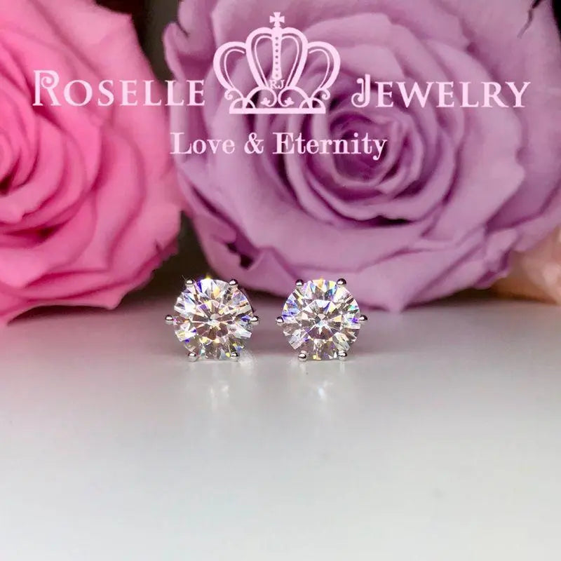 Six Prong Stud Earrings - H150 - Roselle Jewelry