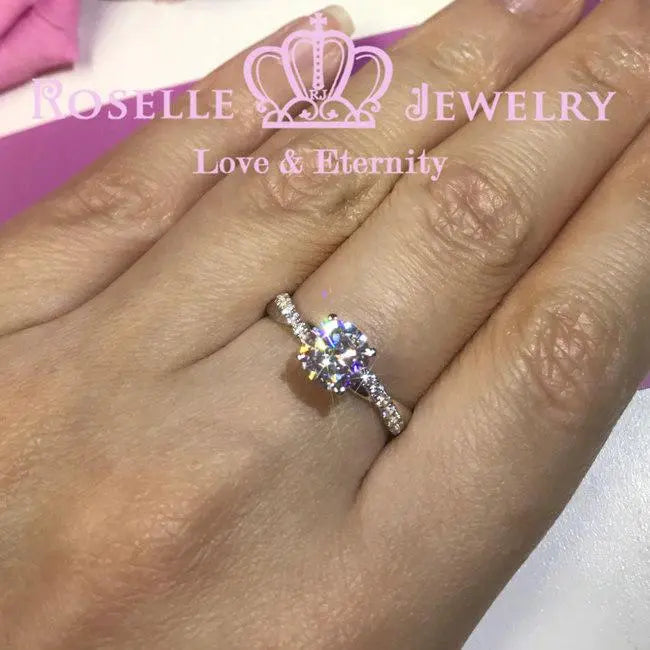 Twist Side Stone Engagement Ring - T17 - Roselle Jewelry