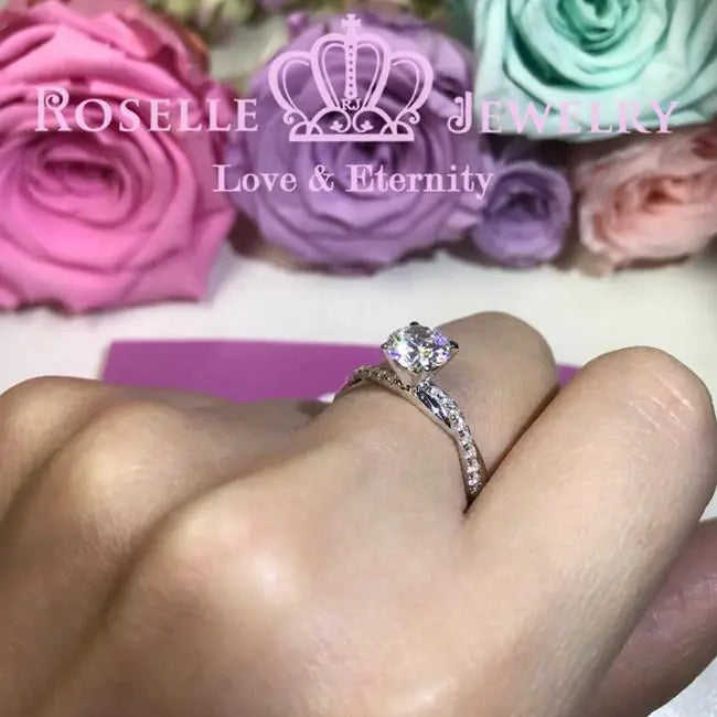 Twist Side Stone Engagement Ring - T17 - Roselle Jewelry