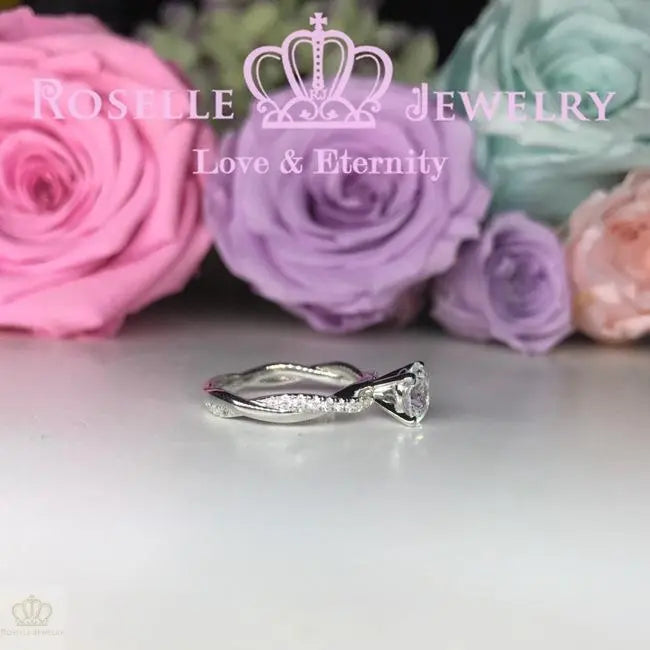 Twist Side Stone Engagement Ring - T17 - Roselle Jewelry