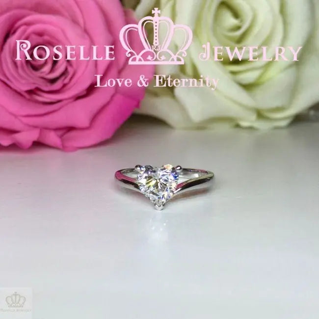 Heart Shape Solitaire Engagement Ring - T7A - Roselle Jewelry