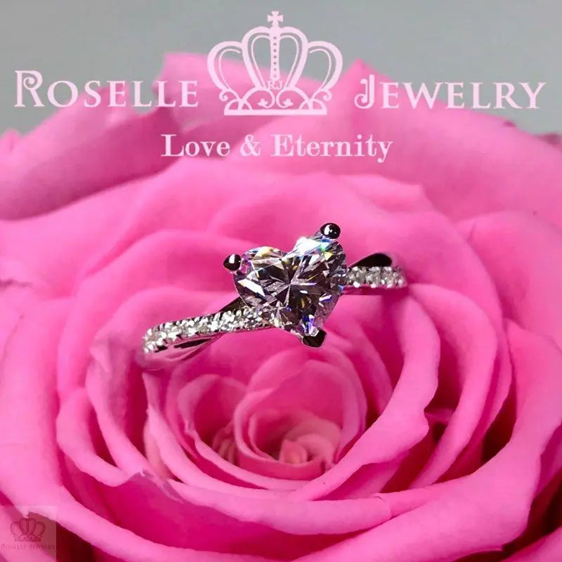 Happy Heart Shape Side Stone Engagement Ring - TH2 - Roselle Jewelry