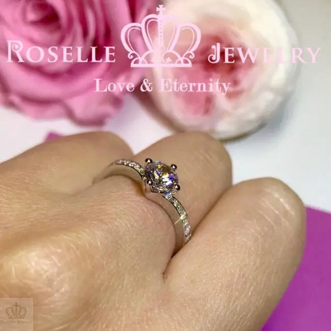 V Shape Side Stone Engagement Ring - T21 - Roselle Jewelry