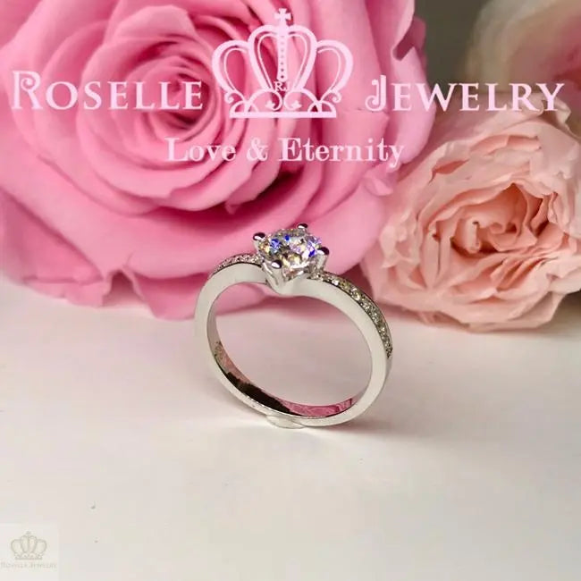 V Shape Side Stone Engagement Ring - T21 - Roselle Jewelry