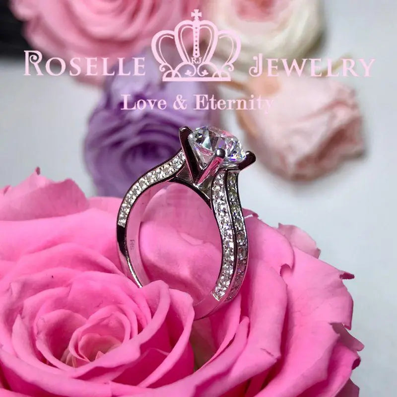 Four Prong Side Stone Engagement Rings - T9 - Roselle Jewelry