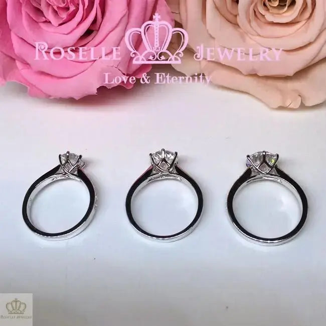 Six Prong Side Stone Engagement Ring - T12 - Roselle Jewelry