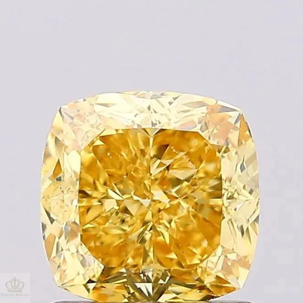 1.08ct Cushion modified Lab Grown Diamond (Colour Fancy Vivid Yellow, Clarity VS1, IGI Certified)