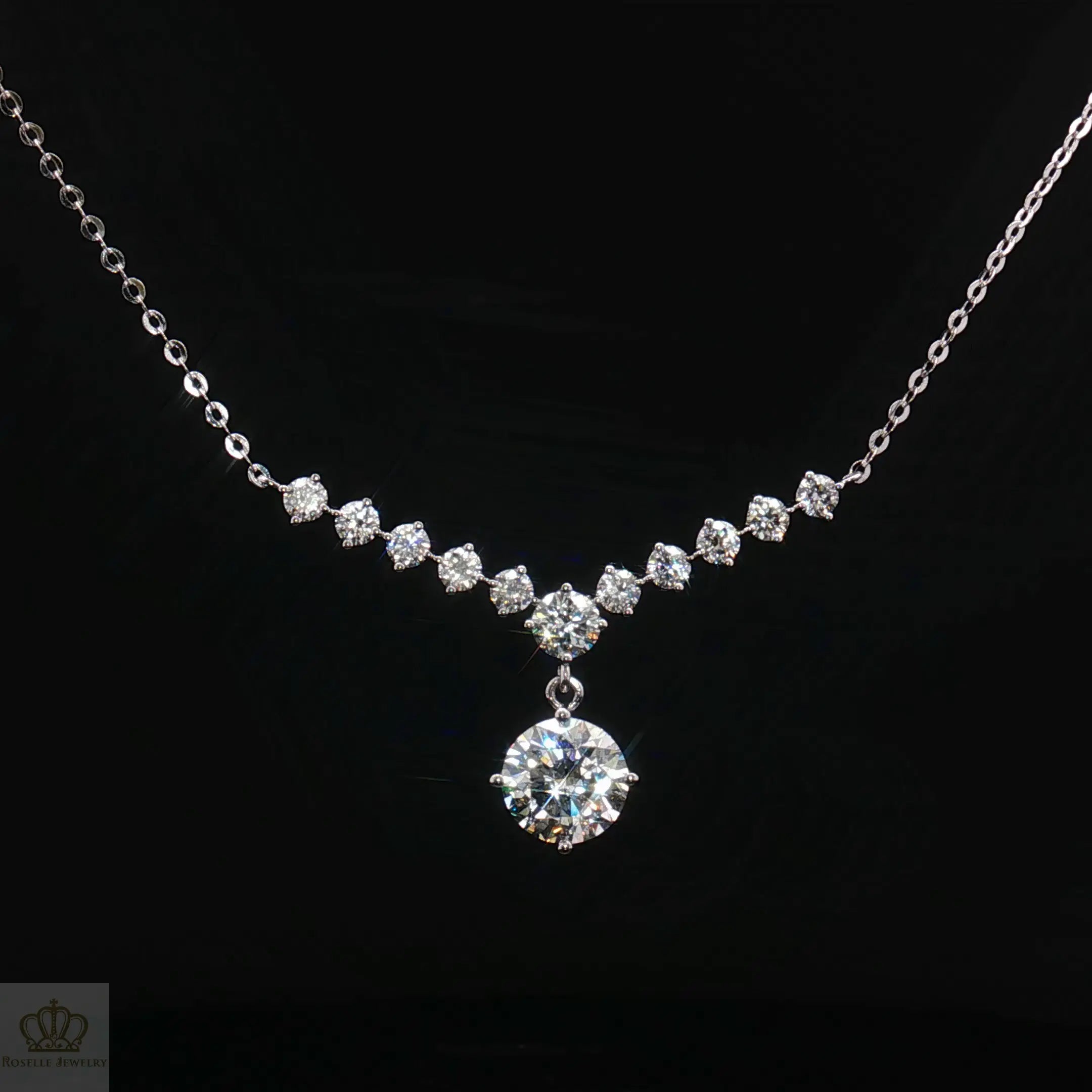 LC1124 - [Setting Only] Graduated Diamond Necklace with Center Stone Drop CHARLISA™