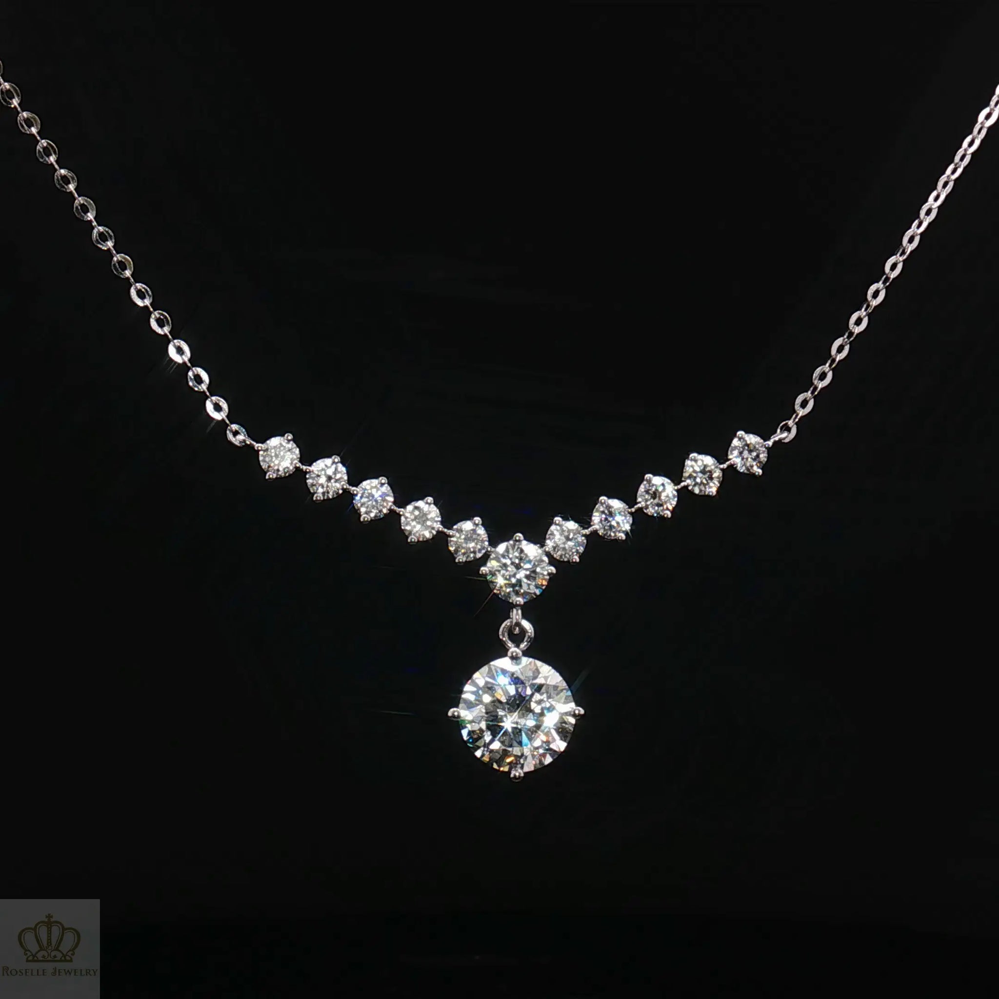LC1124 - [Setting Only] Graduated Diamond Necklace with Center Stone Drop CHARLISA™