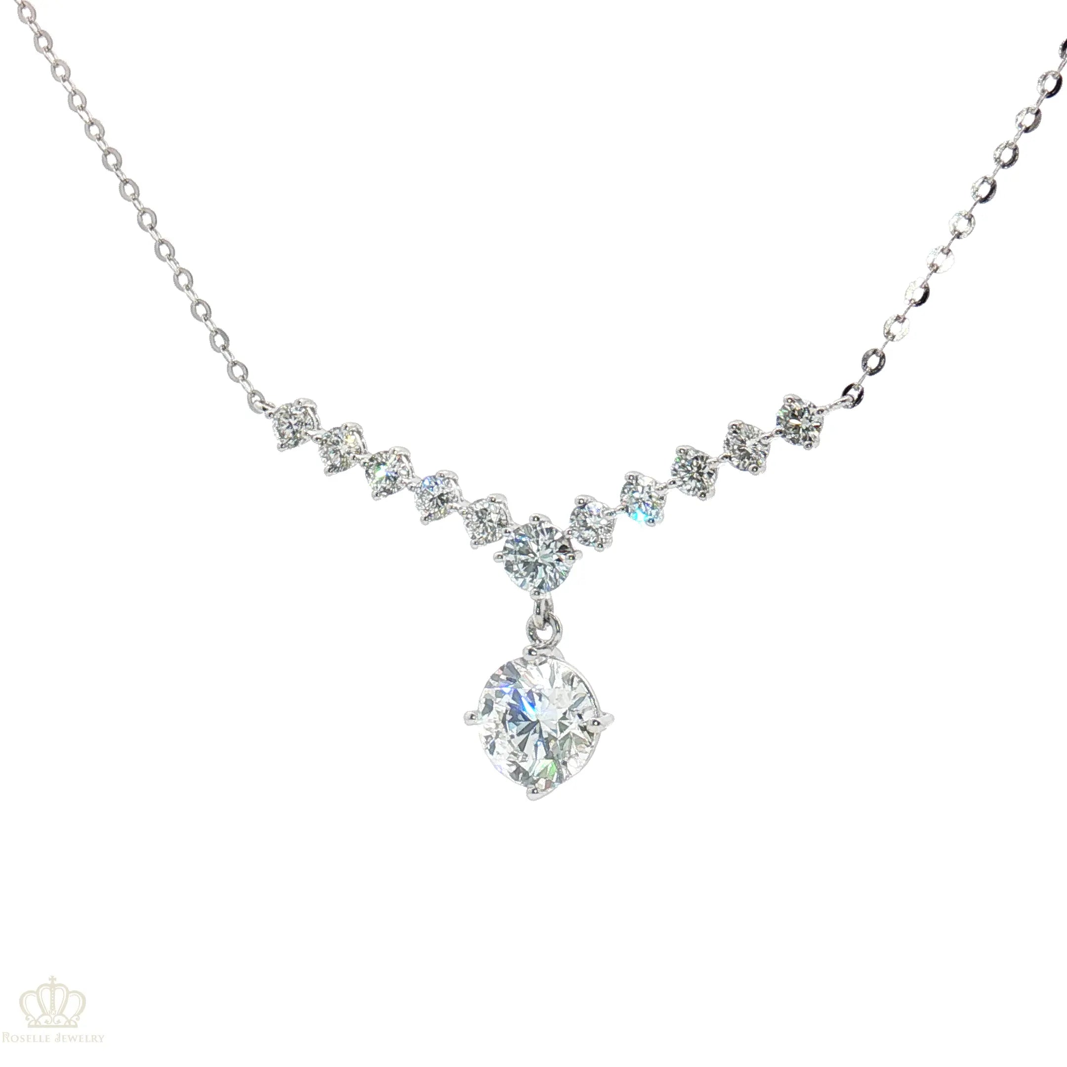 LC1124 - [Setting Only] Graduated Diamond Necklace with Center Stone Drop CHARLISA™