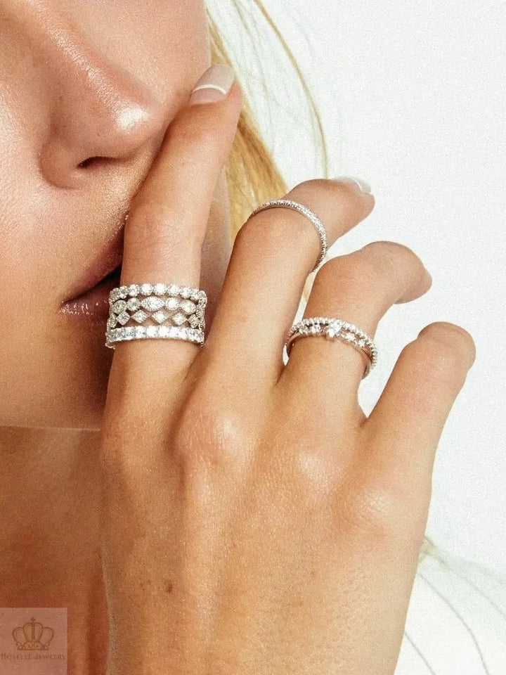 0.06CTW Round Brilliant Cut Unique 3/4 Eternity Wedding Band Camelia™