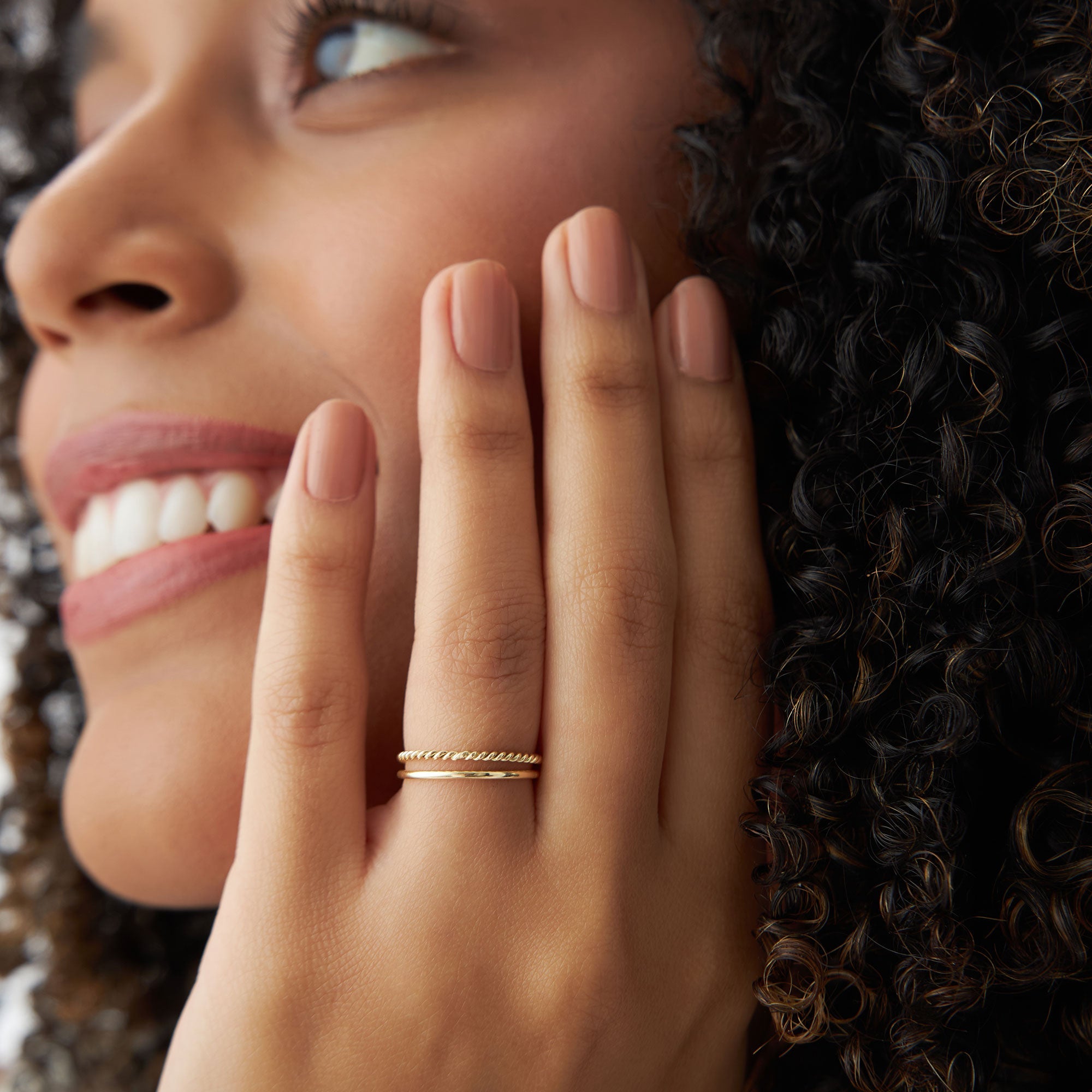 OBFJ1571 - 14K Gold Twisted Rope Ring Set 2