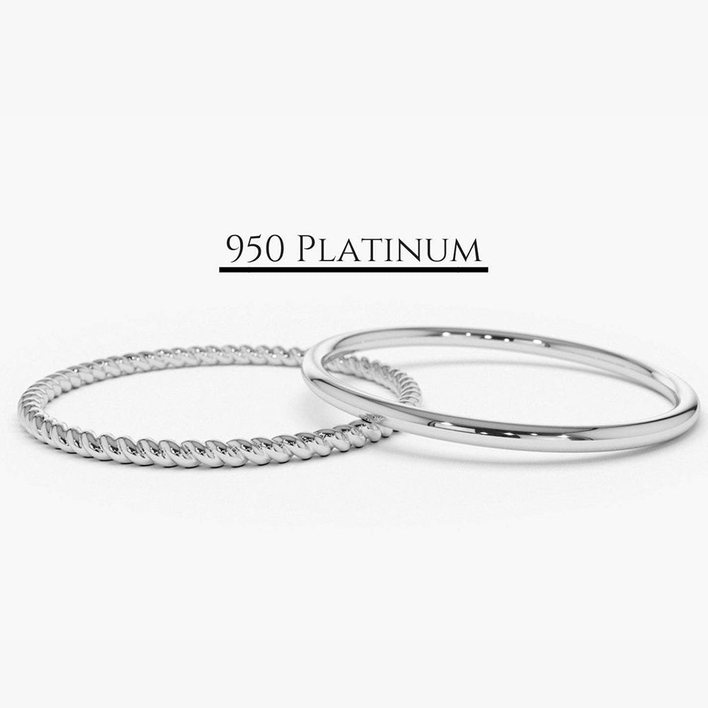 OBFJ2065 - Platinum 1.2MM Wedding Band Set ring in selectable metal and diamond options - Roselle Jewelry view 1